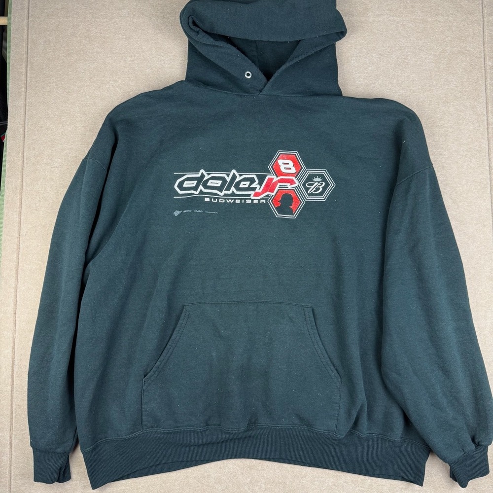 Chase Budweiser Hoodie XL Oversized Black‎ NASCAR Dale Jr 8 Racing Promo Y2K
